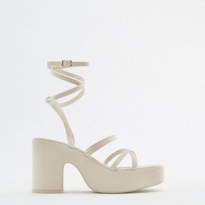 Zara Beige Strappy Platform Sandals- READ DESCRIPTION